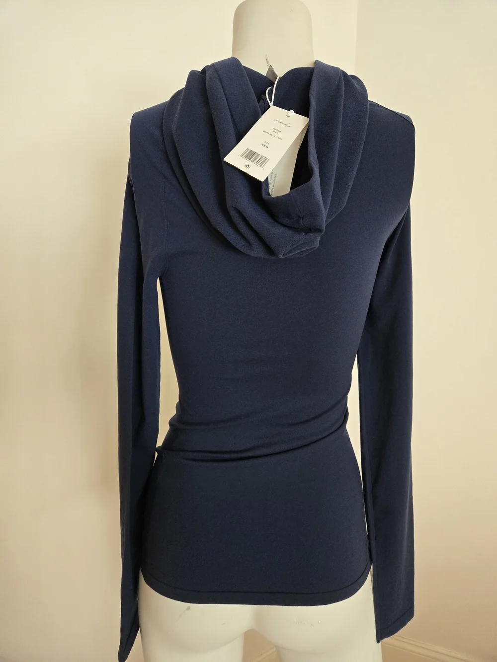 Brand New With Tags Tory Burch Nylon Navy Hooded Long-Sleeve Top